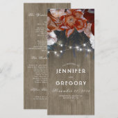 Blumenrustikale Hochzeitsprogramme und Burgunder Programm (Vorne/Hinten)