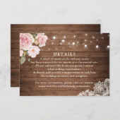 Blumenrustikale Holz-Rose String Lights Details Einladung (Vorne/Hinten)