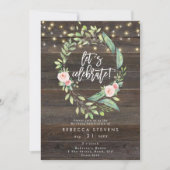 Blumenrustikale Lichter zum Geburtstag Einladung (Vorderseite)