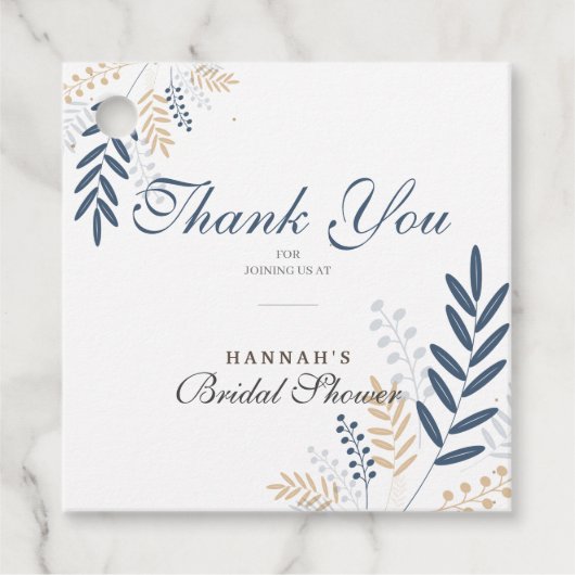 Blumenrustikale Navy Blue Brautparty Classic Geschenkanhänger (Vorderseite)