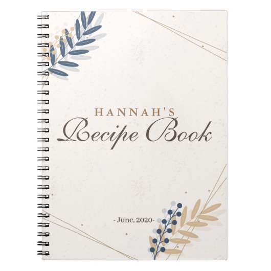Blumenrustikale Navy Blue Gold Brautparty Rezept Notizblock (Vorderseite)