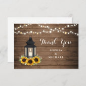 Blumenrustikale Sonnenblume Laternenholz-Streichel Dankeskarte (Vorne/Hinten)