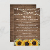 Blumenrustikale Sonnenblumenzwiebelleuchten Detail Einladung (Vorne/Hinten)