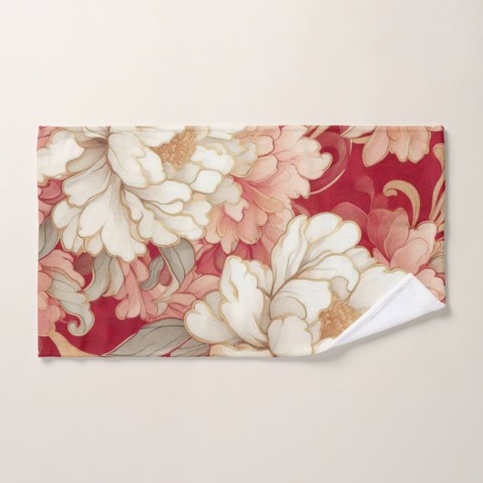 Blumenrustikale Vintage Rot Badhandtuch Set (Handtuch)