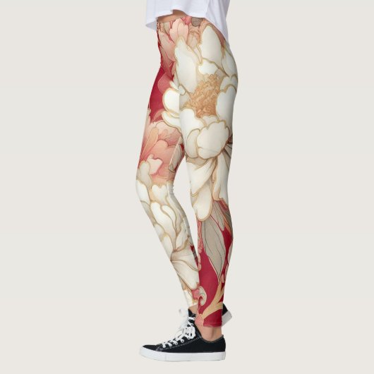 Blumenrustikale Vintage Rot Leggings (Links)