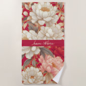 Blumenrustikale Vintage Rot Strandtuch (Vorderseite)