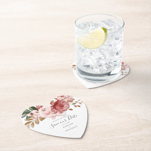 Blumenrustikales botanisches Blut Save the Date Untersetzer (Vor Ort)