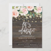 Blumenrustikales Holz zum Geburtstag feiern Einladung (Vorderseite)