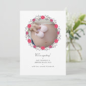 Blumensafari Foto Pregnancy Announccard Ankündigung (Stehend Vorderseite)