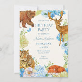 Blumensafari-Wald-Natur Geburtstag Einladung (Vorderseite)