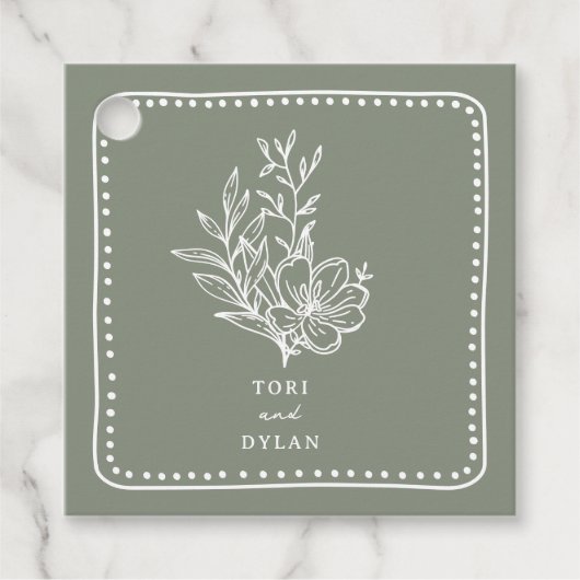 Blumensage Green Bouquet Wedding Geschenkanhänger (Vorderseite)