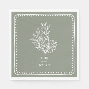 Blumensage Green Bouquet Wedding Serviette