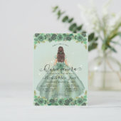 Blumensage Green Gold Glaess Prinzessin Quinceaner Postkarte (Stehend Vorderseite)