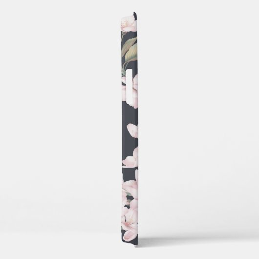 Blumensakura, dunkelgrau, nahtloses Muster. Case-Mate iPhone Hülle (Rückseite / Rechts)