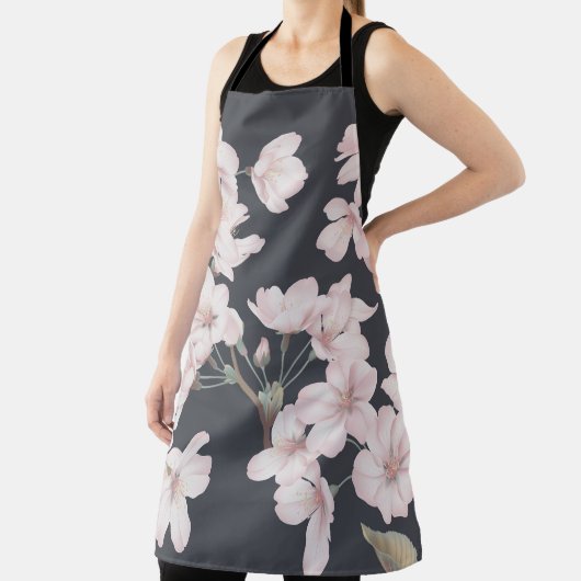 Blumensakura, dunkelgrau, nahtloses Muster. Schürze (InSitu)