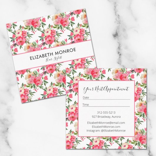 Blumensalon Wasserfarbe Haarstühle Makeup Artist Quadratische Visitenkarte