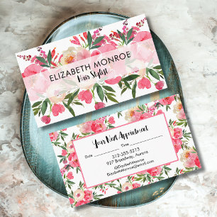 Blumensalon Wasserfarbe Haarstühle Makeup Artist Visitenkarte