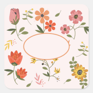 Blumensammlung Quadratischer Aufkleber