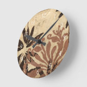 Blumenschablone-Entwurf mit Tawny Blätter Runde Wanduhr (Winkel)