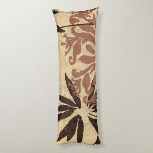 Blumenschablone-Entwurf mit Tawny Blätter Seitenschläferkissen (Rückseite (Vertikal))