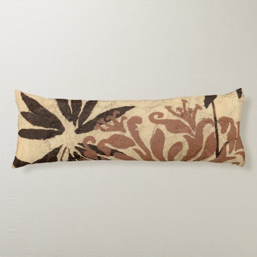 Blumenschablone-Entwurf mit Tawny Blätter Seitenschläferkissen (Vorderseite)