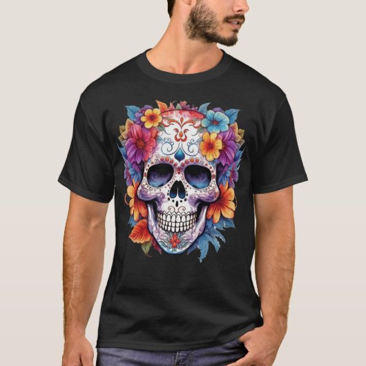 Blumenschädel 16 T-Shirt (Vorderseite)