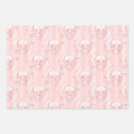 Blumenschädel auf hellrosa geschenkpapier set (Vorderseite 3)