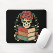 Blumenschädel auf Ihren Büchern Mousepad (Mit Mouse)