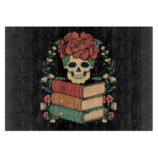 Blumenschädel auf Ihren Büchern Schneidebrett (Vorderseite)