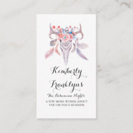 Blumenschädel boho Aquarell Visitenkarte