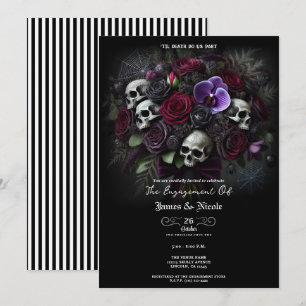 Blumenschädel-Bouquet-Gothik-Hochzeit Halloween Ve Einladung