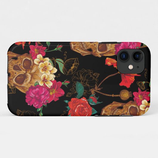 Blumenschädel Case-Mate iPhone Hülle (Rückseite (Horizontal))