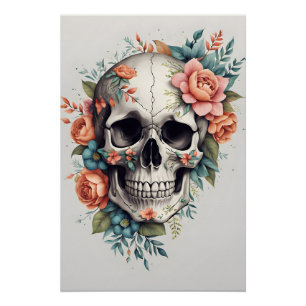 Blumenschädel Einzigartige Wand Kunst
