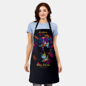 Blumenschädel farbenfroh Tattoo Künstler Mitarbeit Schürze (Getragen)