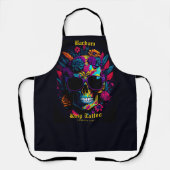 Blumenschädel farbenfroh Tattoo Künstler Mitarbeit Schürze (Vorderseite)