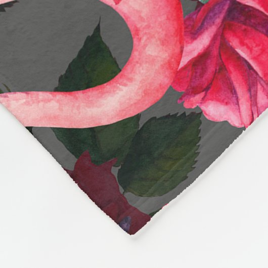 Blumenschädel, Flamingo nahtloses Muster. Fleecedecke (Ecke)