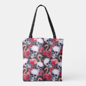 Blumenschädel, Flamingo nahtloses Muster. Tasche (Rückseite)