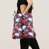 Blumenschädel, Flamingo nahtloses Muster. Tasche (Von Nahem)