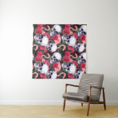 Blumenschädel, Flamingo nahtloses Muster. Wandteppich (Beispiel (Horizontal))