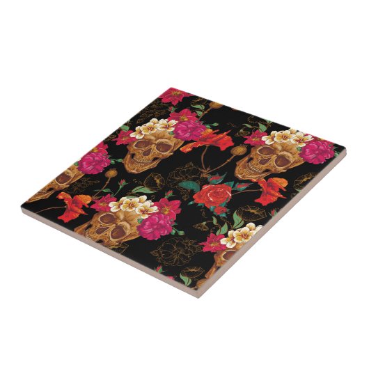 Blumenschädel Fliese (Seite)