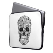 Blumenschädel-Gekritzel Laptopschutzhülle (Vorderseite Links)