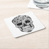 Blumenschädel-Gekritzel Rechteckiger Pappuntersetzer (angewinkelt)