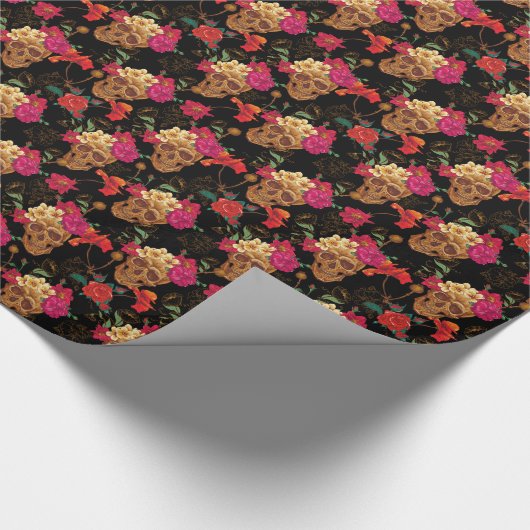 Blumenschädel Geschenkpapier (Ecke)