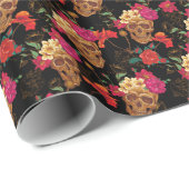 Blumenschädel Geschenkpapier (Rolleneckpunkt)