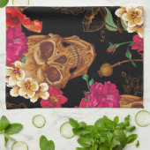 Blumenschädel Geschirrtuch (Gefaltet)