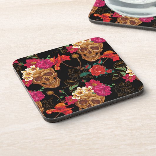 Blumenschädel Getränkeuntersetzer (Linke Seite)