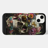Blumenschädel-Goth-Pagan-Monogramm iPhone Hülle (Rückseite (Horizontal))