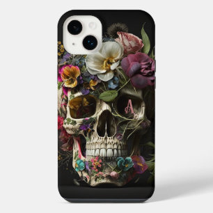 Blumenschädel-Goth-Pagan-Monogramm iPhone 14 Plus Hülle