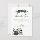 Blumenschädel Grüne Rose Gotisches Brautparty Dankeskarte (Vorderseite)