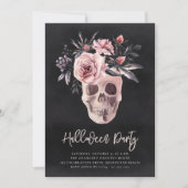 Blumenschädel-Halloween-Party Einladung (Vorderseite)